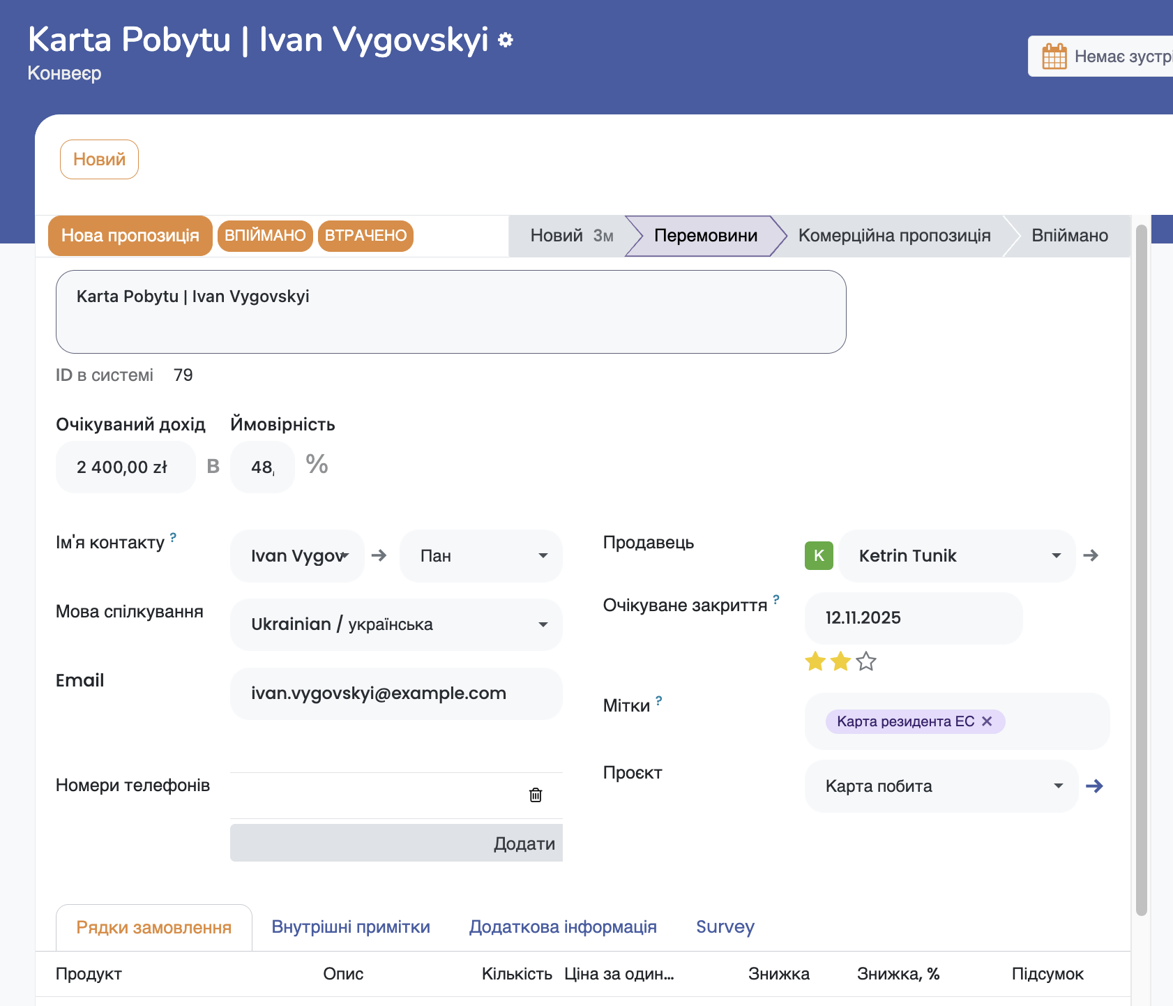 Manage clients and relationships in specialized CRM system. SmartLegalizator CRM module